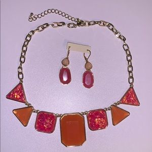 Gold, Pink, and Orange jewelry set